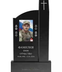 Памятник Портрет времени с асимметричной формой и крестом | Купить в Москве и СПб | Камень Гарант